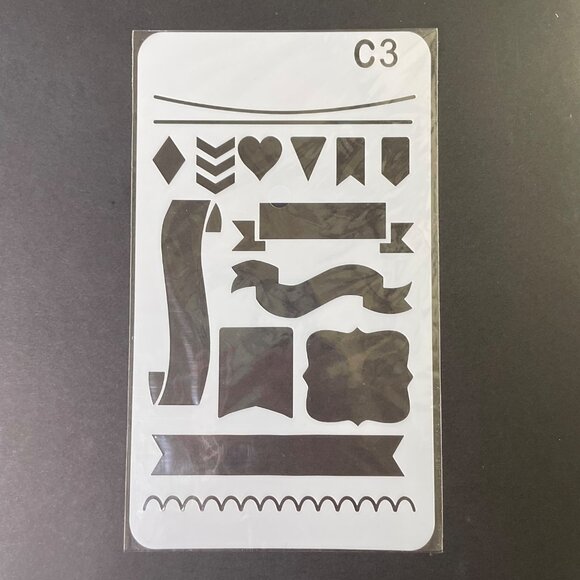 Reusable Art Planner Stencil  Lines Scallops Banners Speech Bubbles Flags u Mixe - Picture 1 of 3